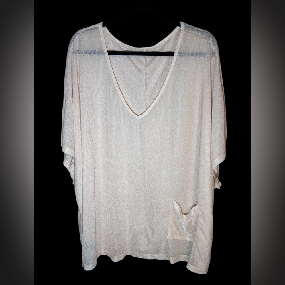 Cream V-Neck Loose Fit Top